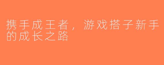 携手成王者，游戏搭子新手的成长之路