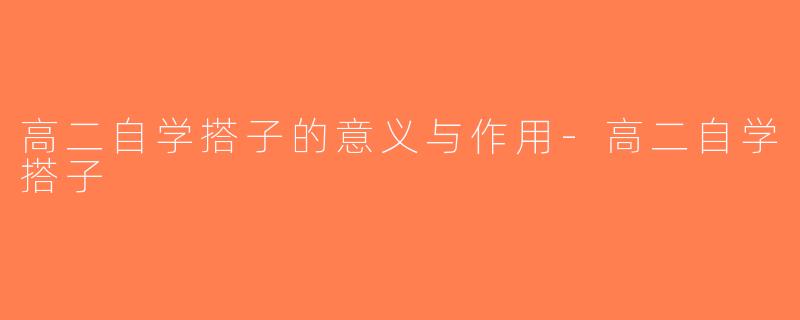 高二自学搭子的意义与作用-高二自学搭子
