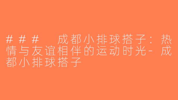 ### 成都小排球搭子：热情与友谊相伴的运动时光-成都小排球搭子