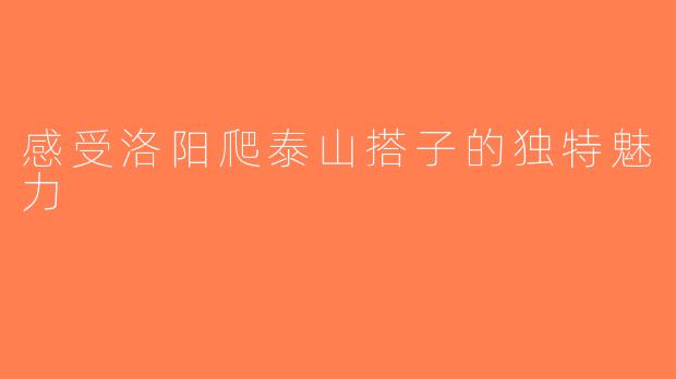 感受洛阳爬泰山搭子的独特魅力