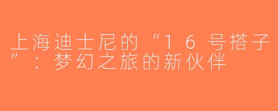 上海迪士尼的“16号搭子”：梦幻之旅的新伙伴