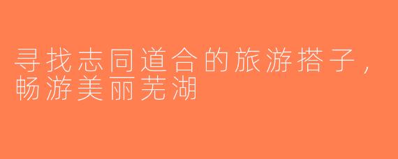 寻找志同道合的旅游搭子，畅游美丽芜湖