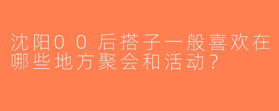 沈阳00后搭子一般喜欢在哪些地方聚会和活动？