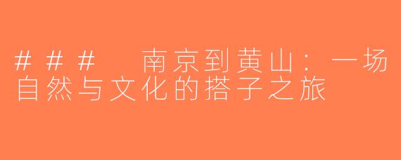 ### 南京到黄山：一场自然与文化的搭子之旅