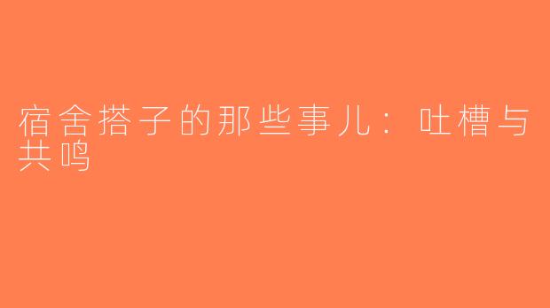 宿舍搭子的那些事儿：吐槽与共鸣