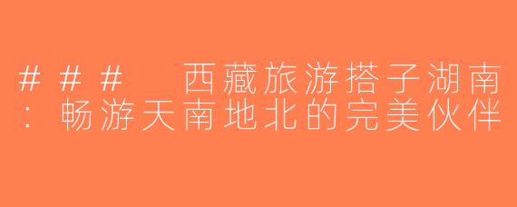 ### 西藏旅游搭子湖南：畅游天南地北的完美伙伴