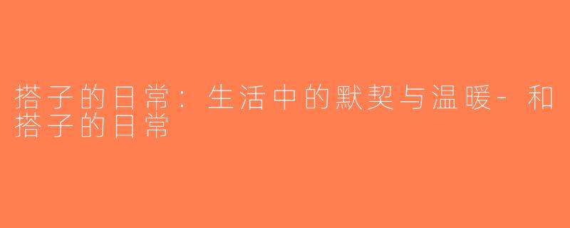 搭子的日常：生活中的默契与温暖-和搭子的日常