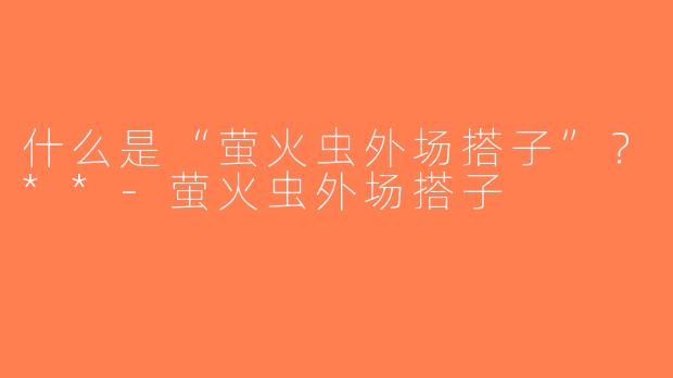 什么是“萤火虫外场搭子”？**-萤火虫外场搭子