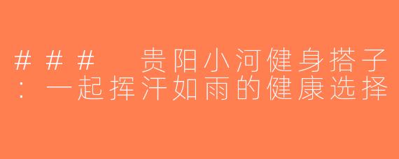 ### 贵阳小河健身搭子：一起挥汗如雨的健康选择
