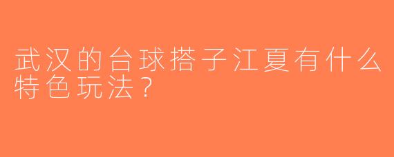 武汉的台球搭子江夏有什么特色玩法？