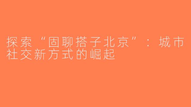 探索“固聊搭子北京”：城市社交新方式的崛起