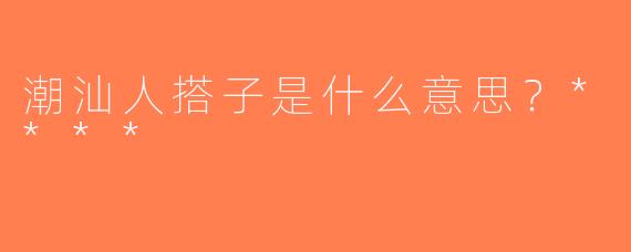 潮汕人搭子是什么意思？****