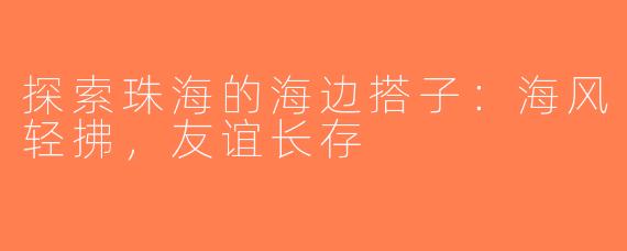 探索珠海的海边搭子：海风轻拂，友谊长存