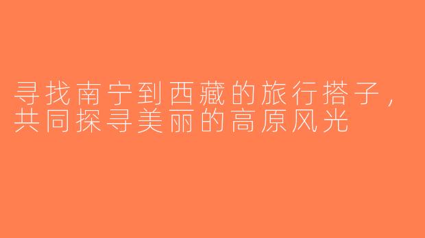 寻找南宁到西藏的旅行搭子，共同探寻美丽的高原风光