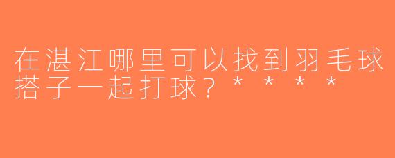 在湛江哪里可以找到羽毛球搭子一起打球？****