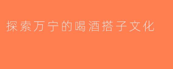 探索万宁的喝酒搭子文化