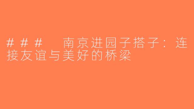 ### 南京进园子搭子：连接友谊与美好的桥梁