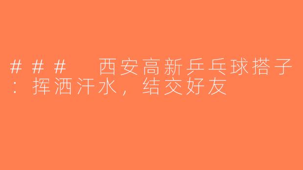 ### 西安高新乒乓球搭子：挥洒汗水，结交好友