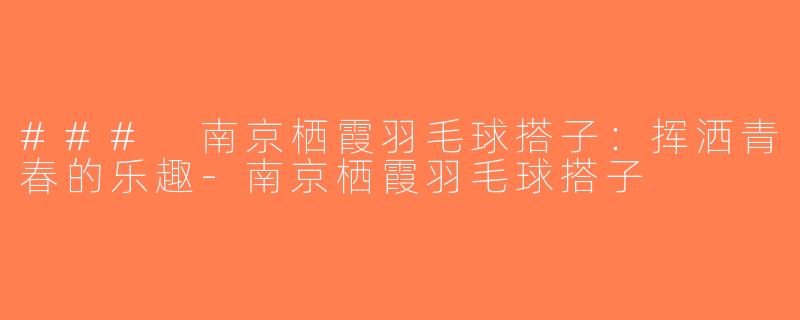 ### 南京栖霞羽毛球搭子：挥洒青春的乐趣-南京栖霞羽毛球搭子