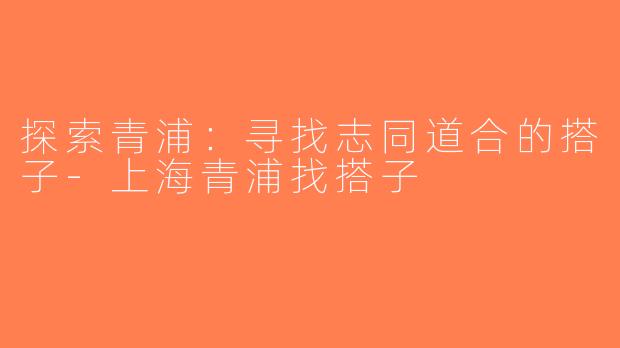 探索青浦：寻找志同道合的搭子-上海青浦找搭子