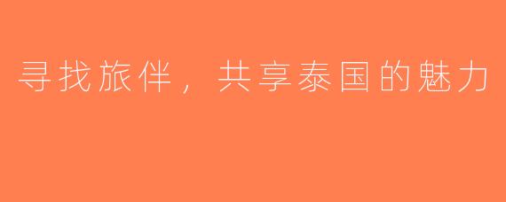 寻找旅伴，共享泰国的魅力