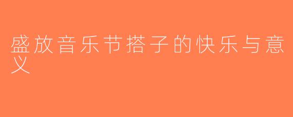 盛放音乐节搭子的快乐与意义