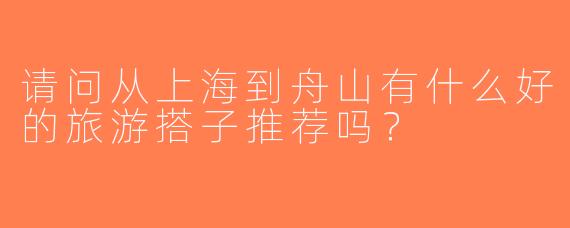 请问从上海到舟山有什么好的旅游搭子推荐吗？