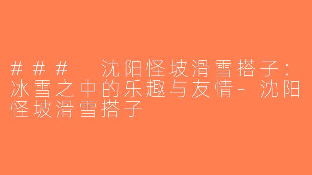 ### 沈阳怪坡滑雪搭子：冰雪之中的乐趣与友情-沈阳怪坡滑雪搭子