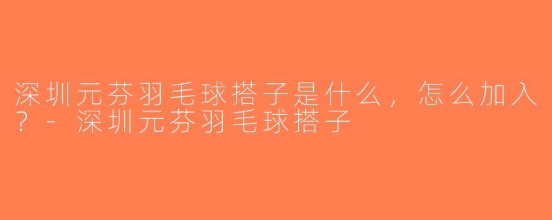 深圳元芬羽毛球搭子是什么，怎么加入？-深圳元芬羽毛球搭子