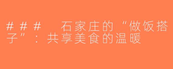 ### 石家庄的“做饭搭子”：共享美食的温暖