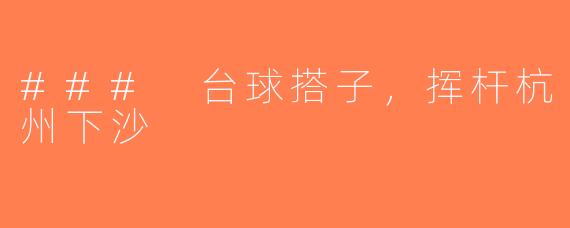 ### 台球搭子，挥杆杭州下沙