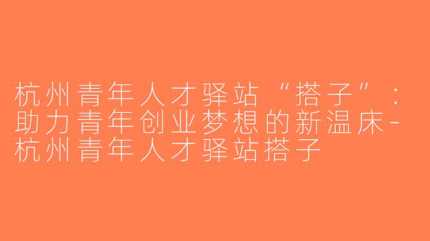 杭州青年人才驿站“搭子”：助力青年创业梦想的新温床-杭州青年人才驿站搭子