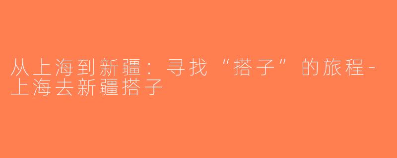 从上海到新疆：寻找“搭子”的旅程-上海去新疆搭子