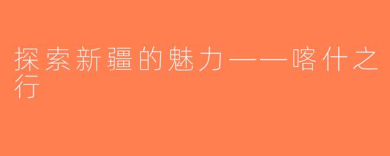 探索新疆的魅力——喀什之行