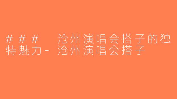 ### 沧州演唱会搭子的独特魅力-沧州演唱会搭子