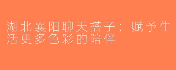 湖北襄阳聊天搭子：赋予生活更多色彩的陪伴