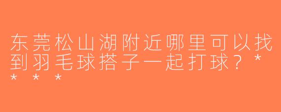 东莞松山湖附近哪里可以找到羽毛球搭子一起打球？****