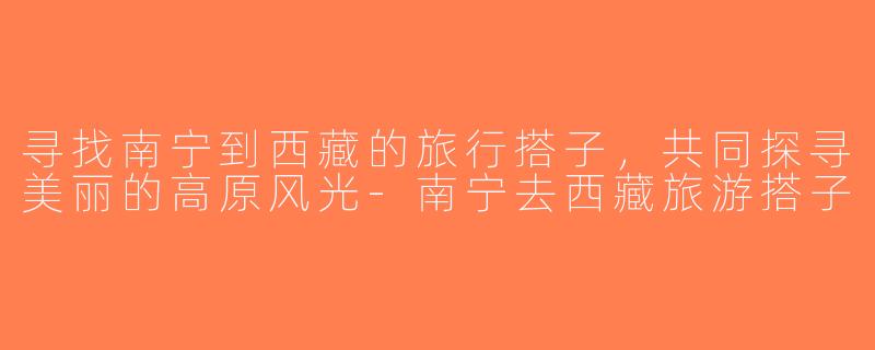 寻找南宁到西藏的旅行搭子，共同探寻美丽的高原风光-南宁去西藏旅游搭子