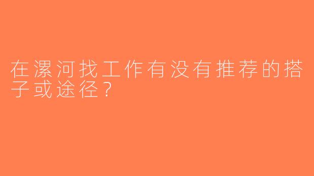 在漯河找工作有没有推荐的搭子或途径？