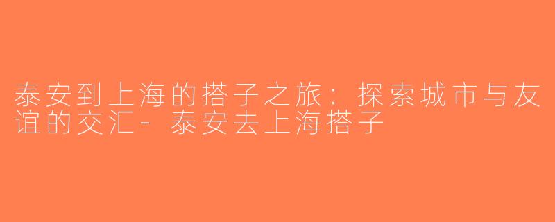 泰安到上海的搭子之旅：探索城市与友谊的交汇-泰安去上海搭子