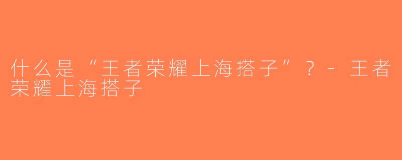 什么是“王者荣耀上海搭子”？-王者荣耀上海搭子