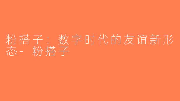 粉搭子：数字时代的友谊新形态-粉搭子