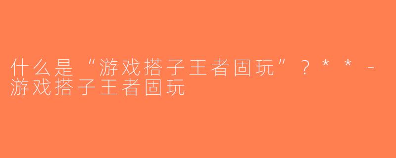 什么是“游戏搭子王者固玩”？**-游戏搭子王者固玩