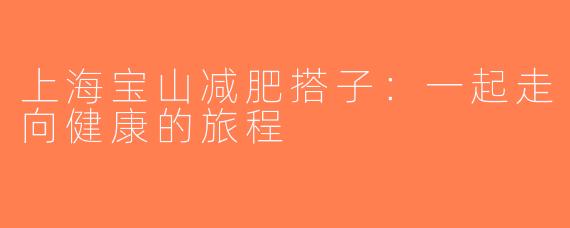 上海宝山减肥搭子：一起走向健康的旅程