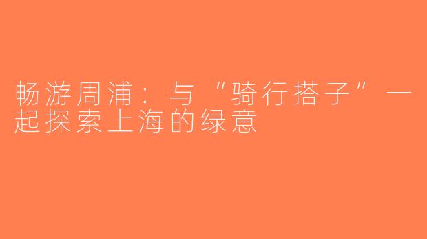 畅游周浦：与“骑行搭子”一起探索上海的绿意
