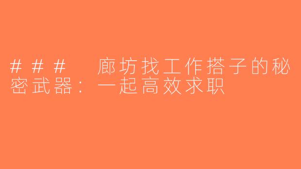 ### 廊坊找工作搭子的秘密武器：一起高效求职