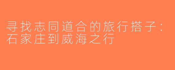 寻找志同道合的旅行搭子：石家庄到威海之行