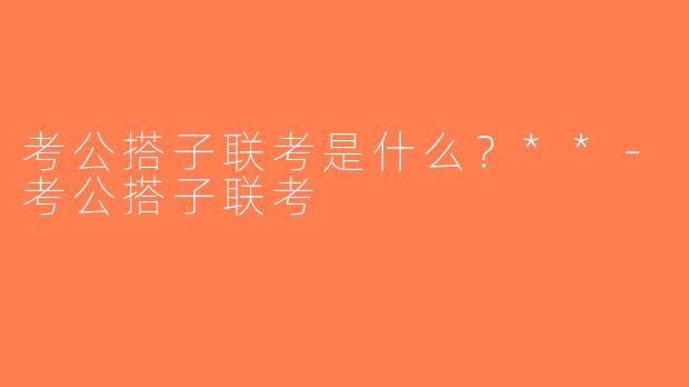考公搭子联考是什么？**-考公搭子联考