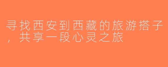 寻找西安到西藏的旅游搭子，共享一段心灵之旅