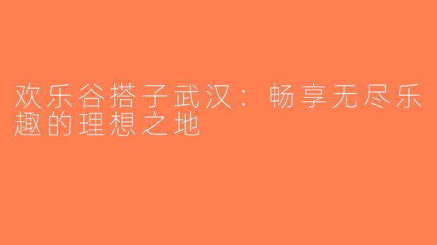欢乐谷搭子武汉：畅享无尽乐趣的理想之地